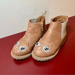 Toddler Girls Wonder Nation Brown Tan Owl Shoe Bootie Boots Size 8